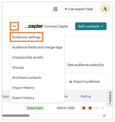 Mailchimp Audience Settings
